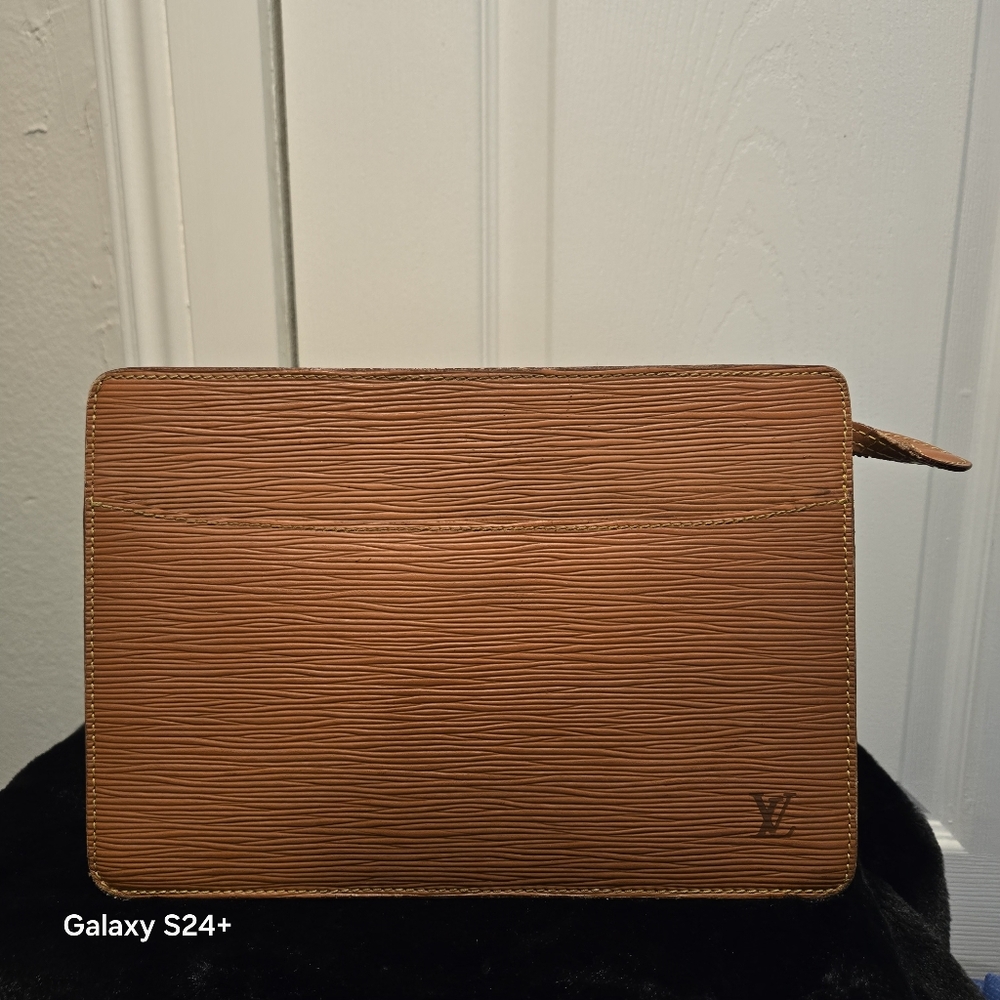 Louis Vuitton Epi Brown Pochette Homme Clutch Bag